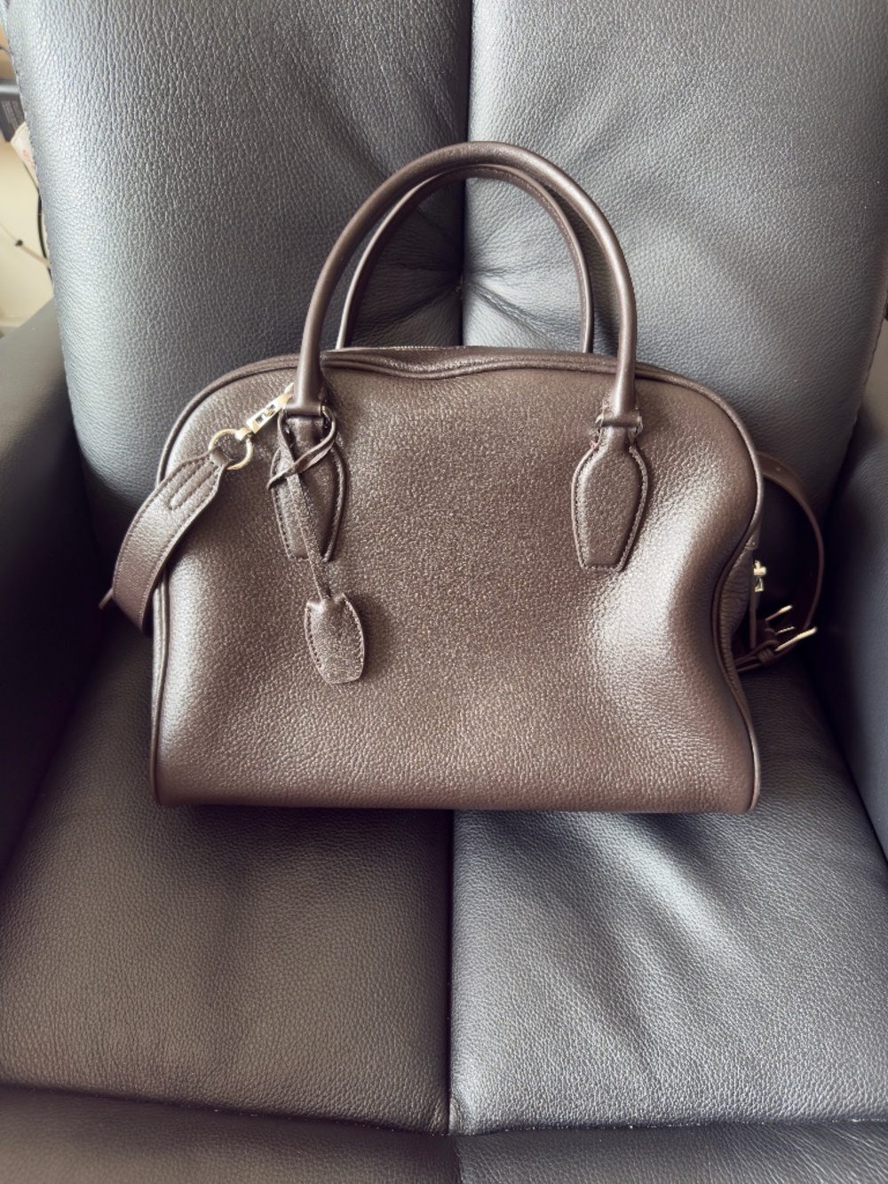 India 12 The Row style bag Brown w/ Shoulder Strap